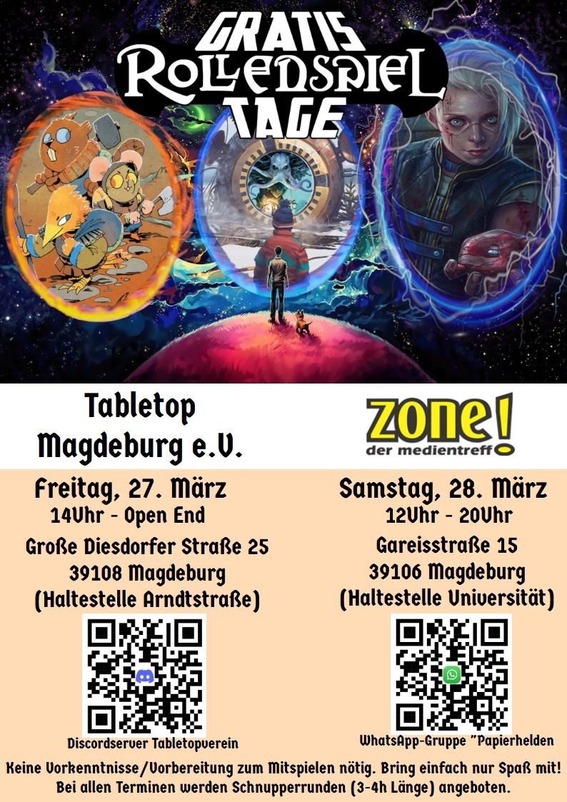 externe Veranstaltung: Gratis Rollenspiel Tag in Magdeburg - Medientreff the Zone